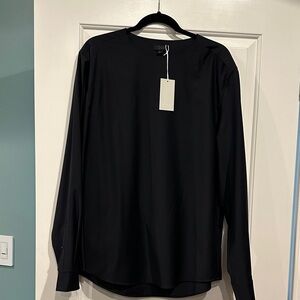 COS women’s deep navy  Long-Sleeve Crew Shirt sz large